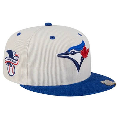 Men's New Era Cream/Royal Toronto Blue Jays Two-Tone Corduroy 59FIFTY Fitted Hat