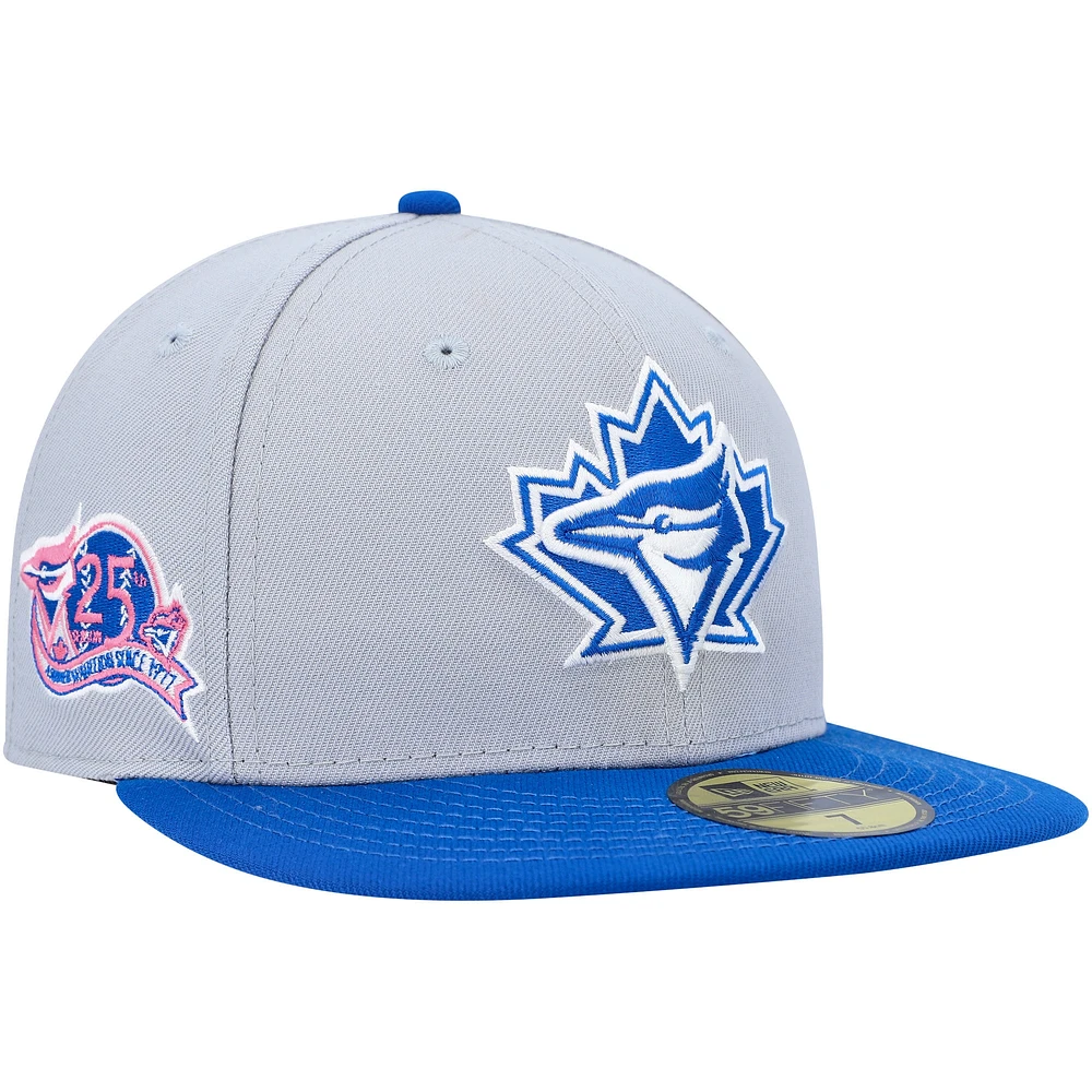 Casquette ajustée 59FIFTY avec écusson latéral des Blue Jays de Toronto New Era pour homme, gris/bleu