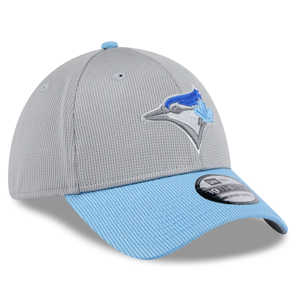 Men's New Era  Gray/Powder Blue Toronto Jays 2025 Batting Practice 39THIRTY Flex Hat