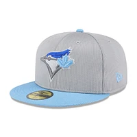 Men's New Era  Gray/Powder Blue Toronto Jays 2025 Batting Practice 59FIFTY Fitted Hat