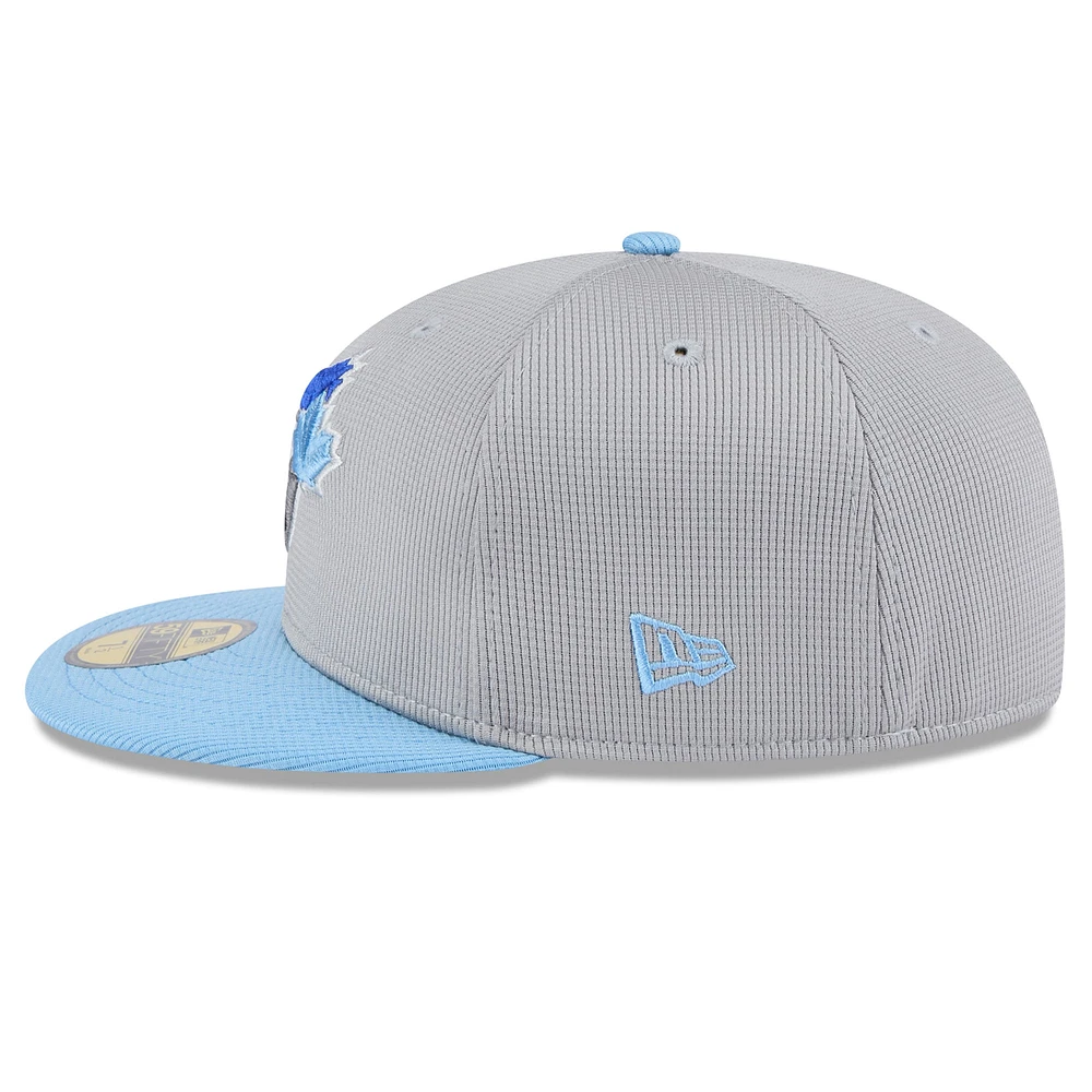 Men's New Era  Gray/Powder Blue Toronto Jays 2025 Batting Practice 59FIFTY Fitted Hat