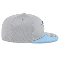 Men's New Era  Gray/Powder Blue Toronto Jays 2025 Batting Practice 59FIFTY Fitted Hat