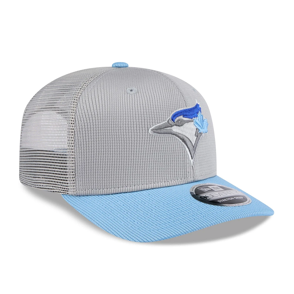 Men's New Era  Gray/Powder Blue Toronto Blue Jays 2025 Batting Practice 9SEVENTY Stretch-Snap Trucker Hat