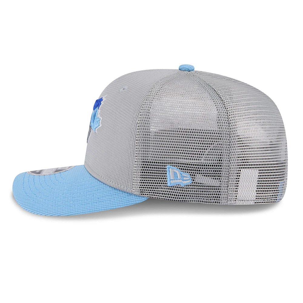 Men's New Era  Gray/Powder Blue Toronto Blue Jays 2025 Batting Practice 9SEVENTY Stretch-Snap Trucker Hat