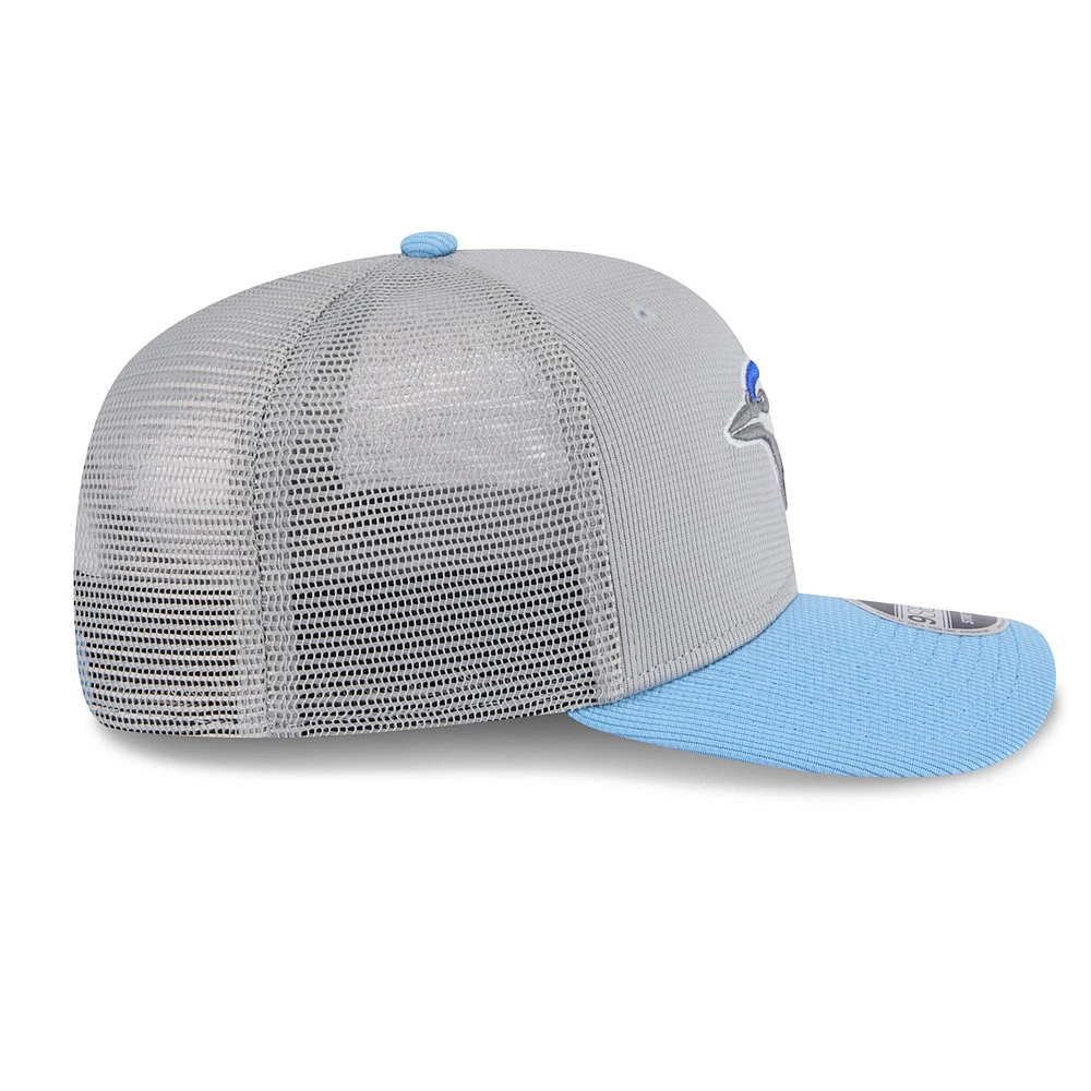 Men's New Era  Gray/Powder Blue Toronto Blue Jays 2025 Batting Practice 9SEVENTY Stretch-Snap Trucker Hat