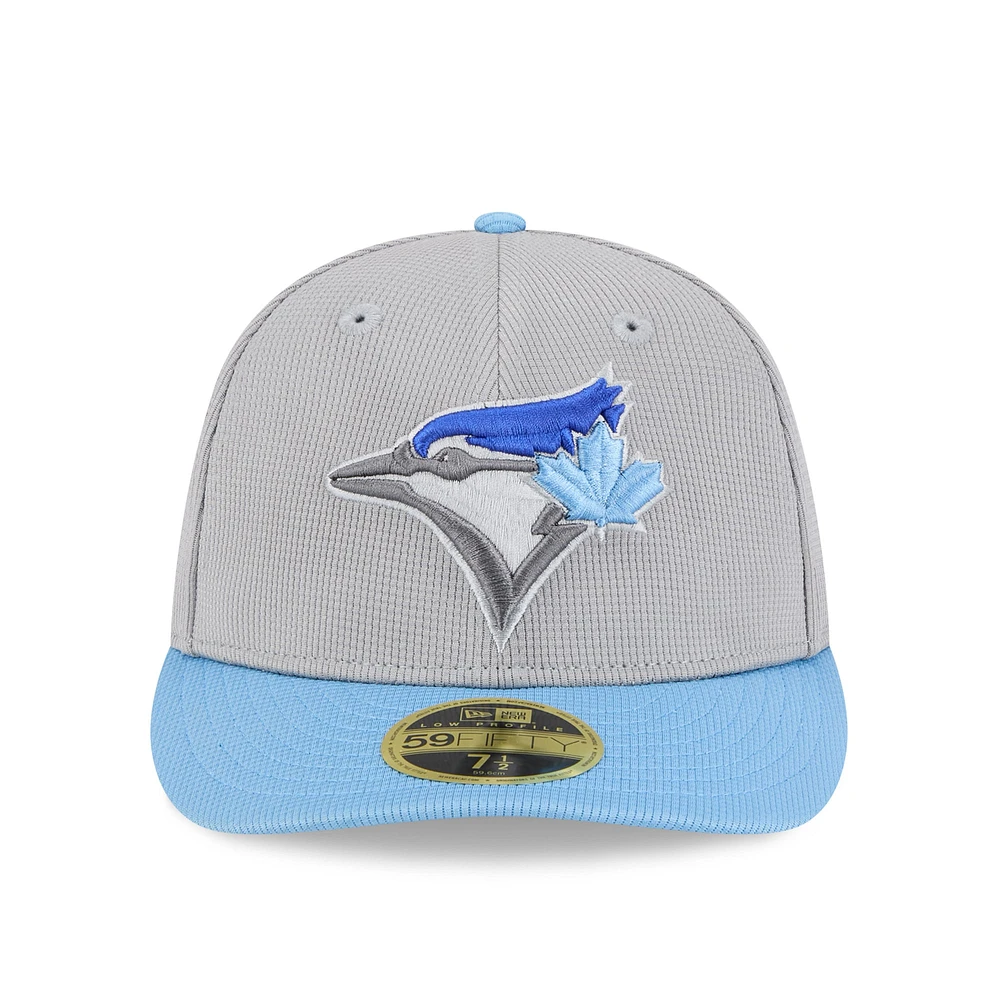 Men's New Era  Gray/Powder Blue Toronto Jays 2025 Batting Practice Low Profile 59FIFTY Fitted Hat