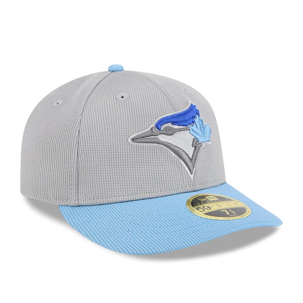 Men's New Era  Gray/Powder Blue Toronto Jays 2025 Batting Practice Low Profile 59FIFTY Fitted Hat