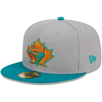 Casquette ajustée 59FIFTY des Toronto Blue Jays New Era pour homme, gris/bleu sarcelle