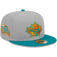 Casquette ajustée 59FIFTY des Toronto Blue Jays New Era pour homme, gris/bleu sarcelle