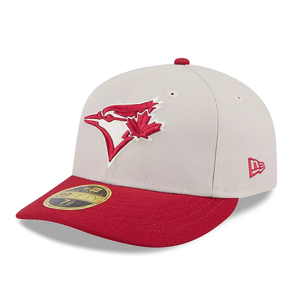 Casquette ajustée 59FIFTY Low Profile des Blue Jays de Toronto 2024 New Era pour hommes, kaki/rouge