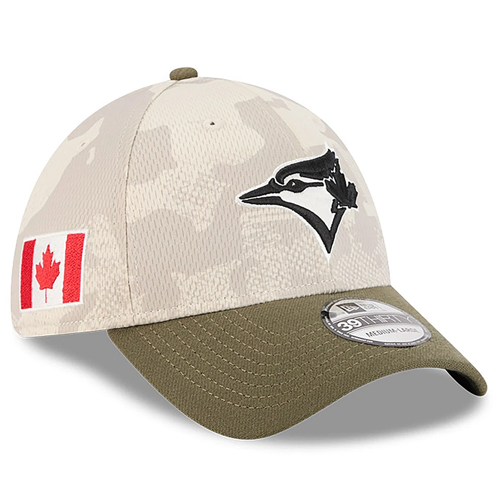 Men's New Era  Light Beige/Olive Toronto Blue Jays 2025 Armed Forces Day 39THIRTY Flex Hat