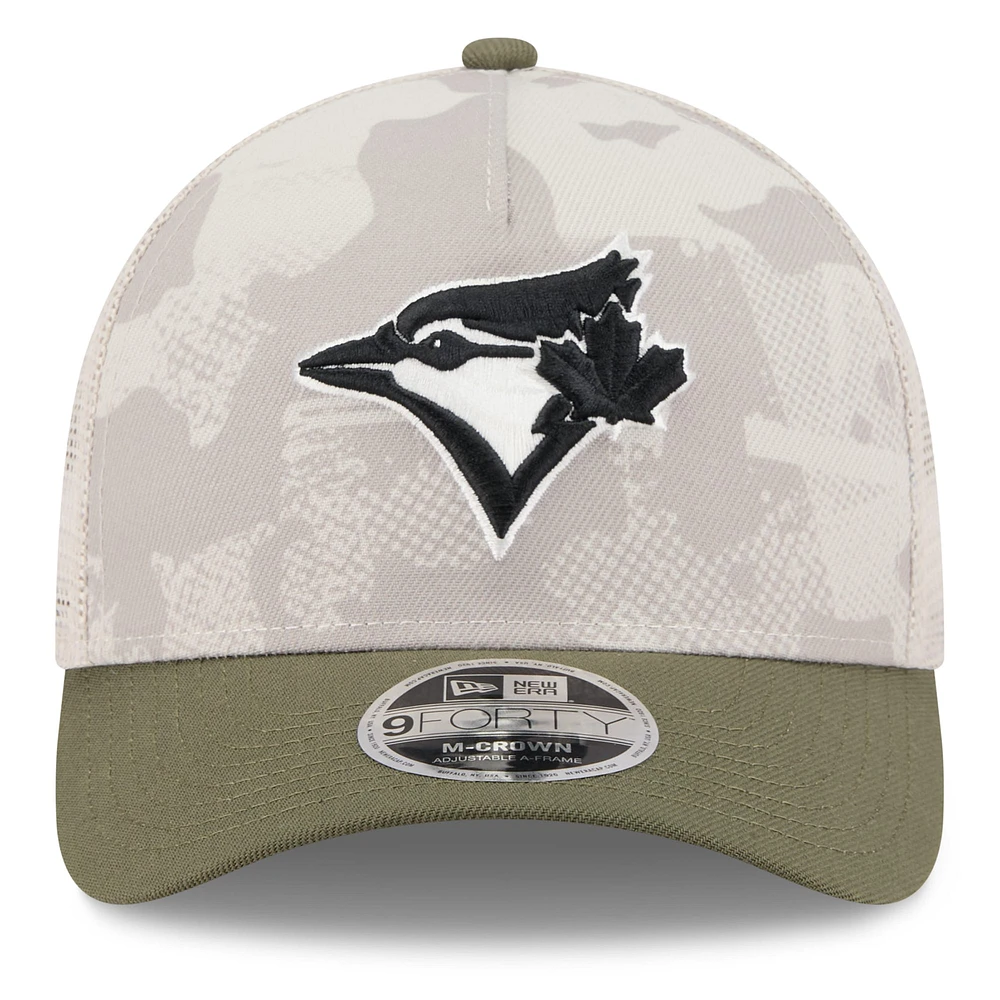 Men's New Era Light Beige/Olive Toronto Blue Jays 2025 Armed Forces Day 9FORTY M-Crown A-Frame Adjustable Hat