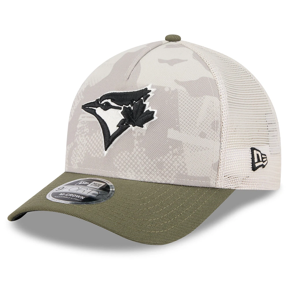 Men's New Era Light Beige/Olive Toronto Blue Jays 2025 Armed Forces Day 9FORTY M-Crown A-Frame Adjustable Hat