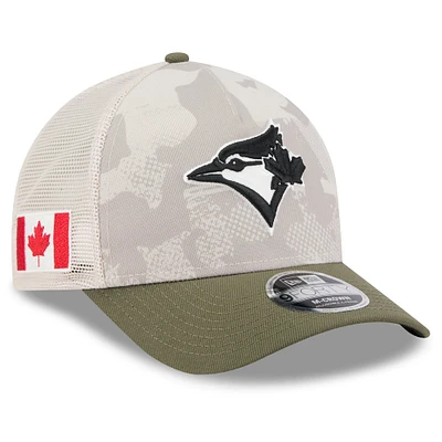 Men's New Era Light Beige/Olive Toronto Blue Jays 2025 Armed Forces Day 9FORTY M-Crown A-Frame Adjustable Hat