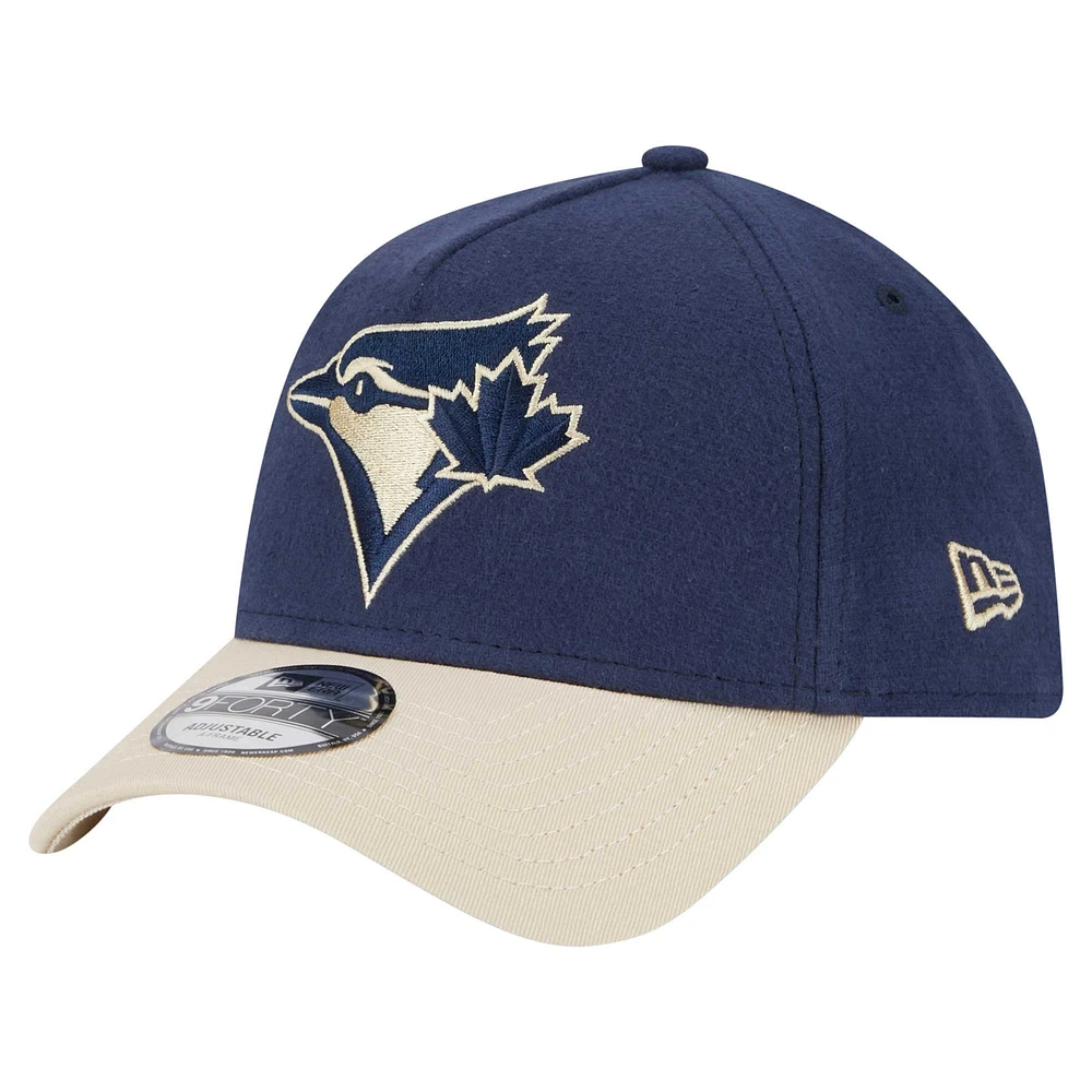 Casquette ajustable A-Frame 9FORTY en moleskine bleu marine pour homme des Toronto Blue Jays de New Era