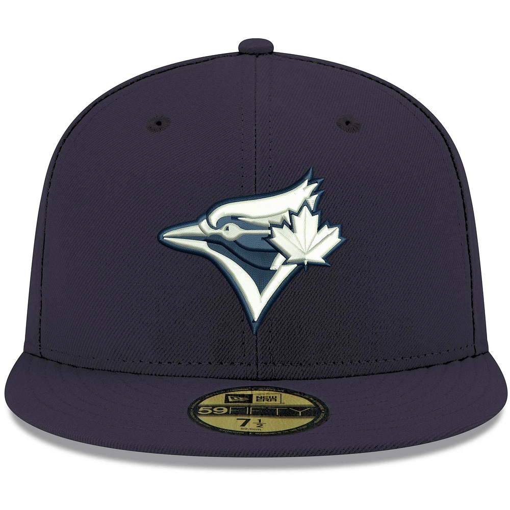 Men's New Era Navy Toronto Blue Jays White Logo 59FIFTY Fitted Hat