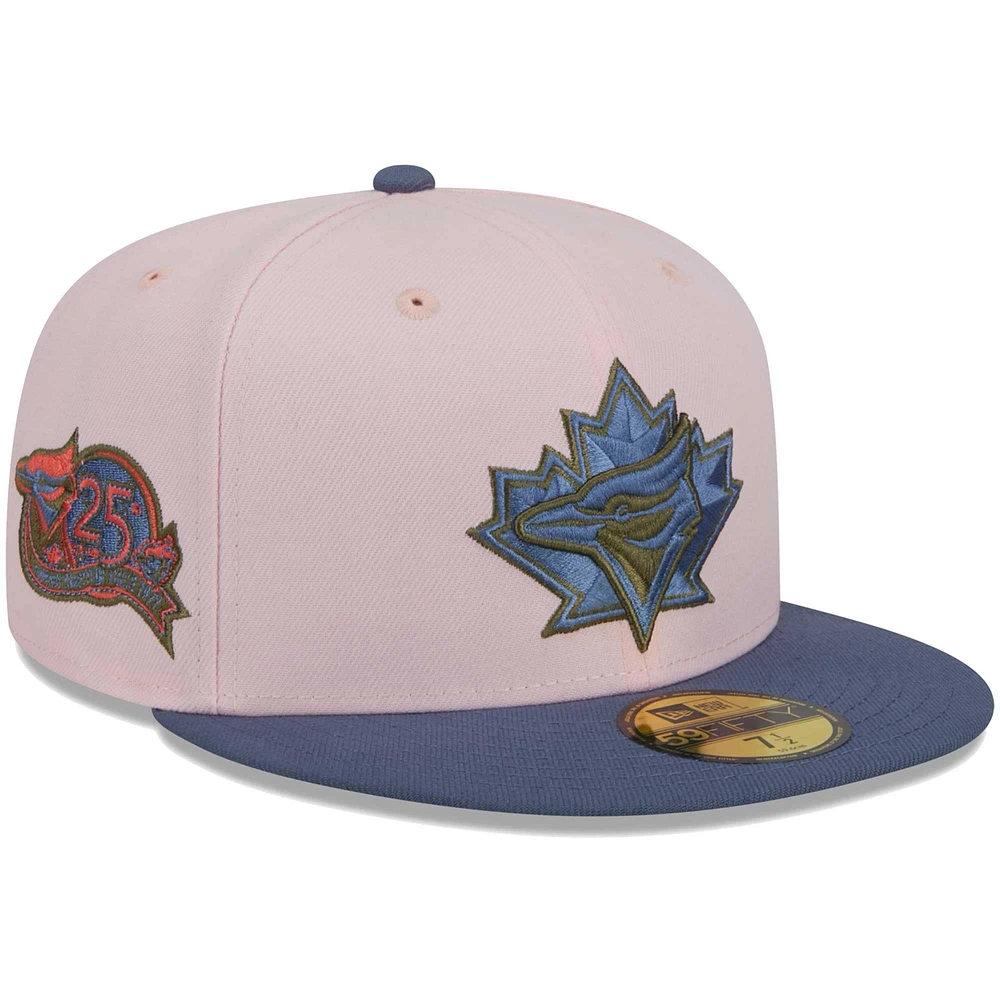 Men's New Era Pink/Blue Toronto Blue Jays  Olive Undervisor 59FIFTY Fitted Hat