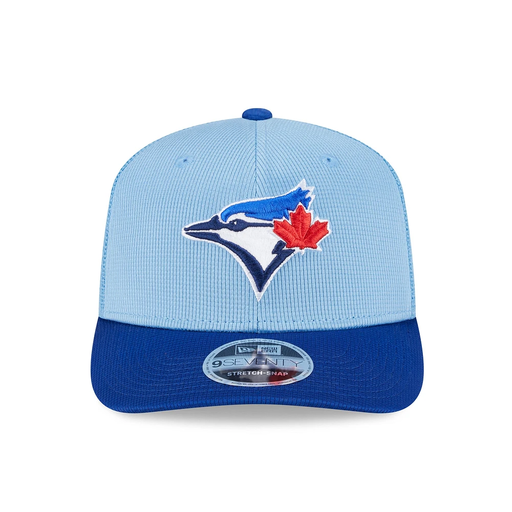 Men's New Era  Powder Blue/Royal Toronto Blue Jays 2025 Batting Practice 9SEVENTY Stretch-Snap Trucker Hat