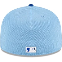 Casquette ajustée 59FIFTY pour hommes, bleu poudre, Toronto Blue Jays 2024, entraînement au bâton sur le terrain, New Era