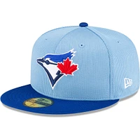 Men's New Era  Powder Blue Toronto Jays 2024 Batting Practice On-Field 59FIFTY Fitted Hat