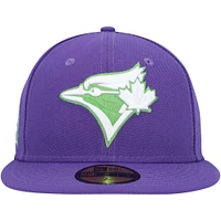 Casquette ajustée 59FIFTY pour homme avec écusson latéral des Toronto Blue Jays Lime New Era pourpre