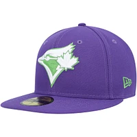 Casquette ajustée 59FIFTY pour homme avec écusson latéral des Toronto Blue Jays Lime New Era pourpre