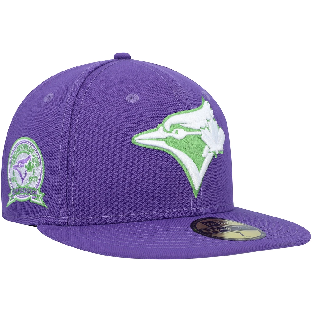 Men's New Era Purple Toronto Blue Jays Lime Side Patch 59FIFTY Fitted Hat