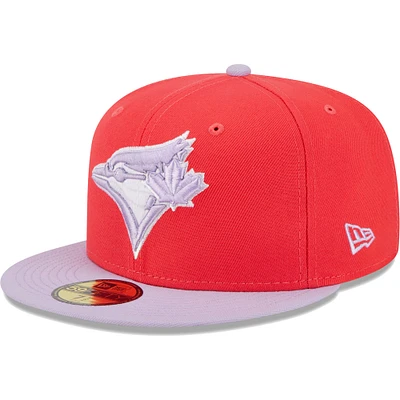 Casquette ajustée 59FIFTY bicolore printanière des Blue Jays de Toronto New Era pour homme, rouge/lavande