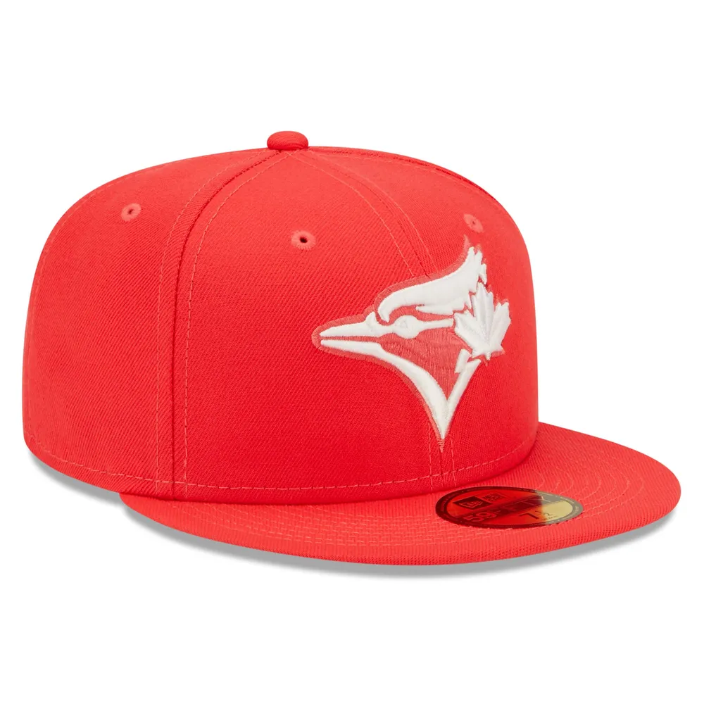 Men's New Era Red Toronto Blue Jays Lava Highlighter Logo 59FIFTY Fitted Hat