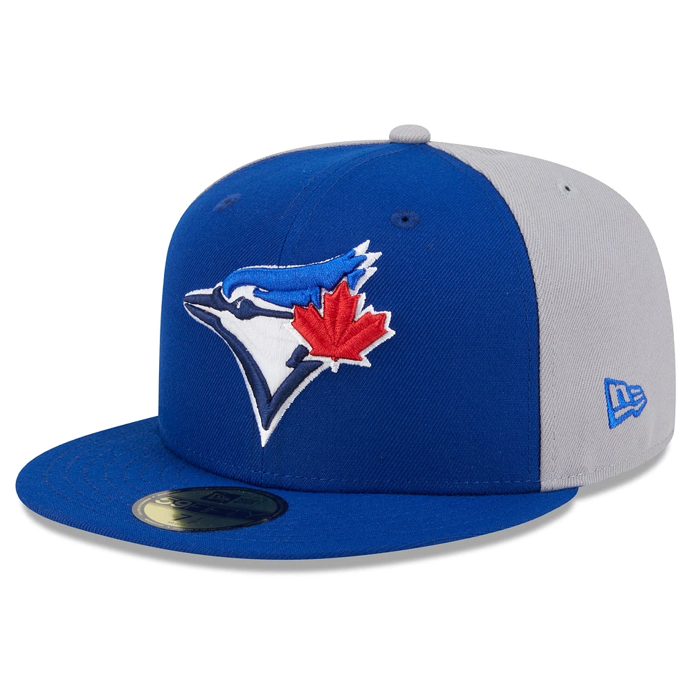 Casquette ajustée 59FIFTY Gameday Sideswipe des Blue Jays de Toronto New Era pour hommes, bleu royal/gris