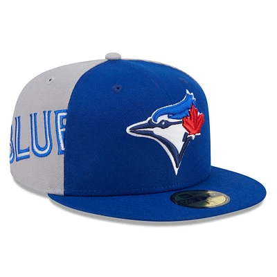 Casquette ajustée 59FIFTY Gameday Sideswipe des Blue Jays de Toronto New Era pour hommes, bleu royal/gris