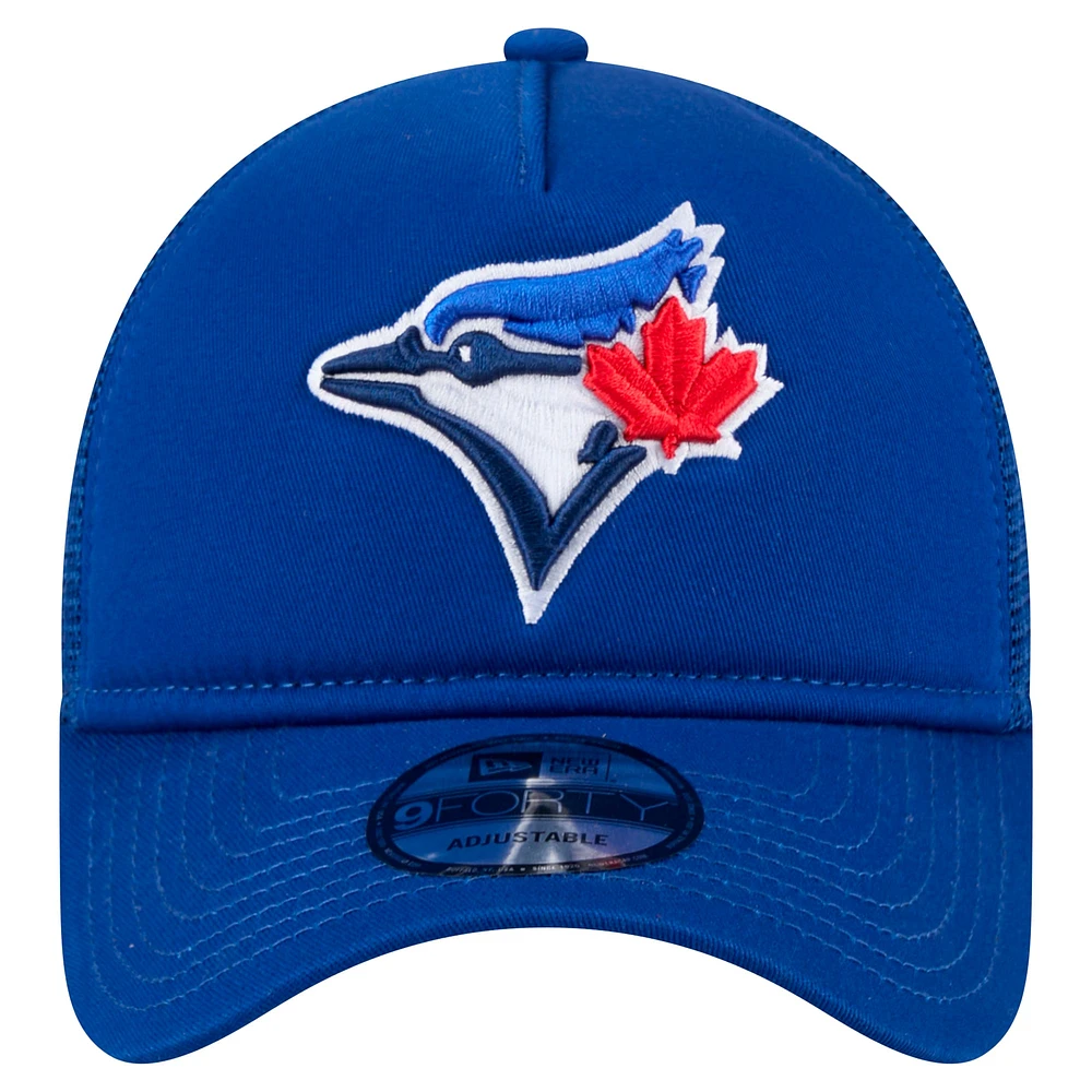 Men's New Era Royal Toronto Blue Jays 9FORTY A-Frame Trucker Adjustable Hat