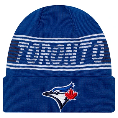 Bonnet en tricot à revers de la collection authentique Royal Toronto Blue Jays de New Era pour homme