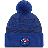 Tuque en tricot à revers sport avec pompon des Blue Jays de Toronto Royal New Era pour homme