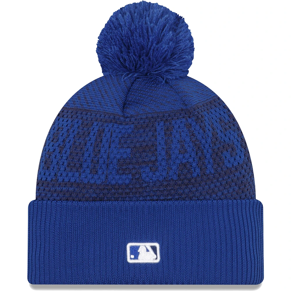 Tuque en tricot à revers sport avec pompon des Blue Jays de Toronto Royal New Era pour homme