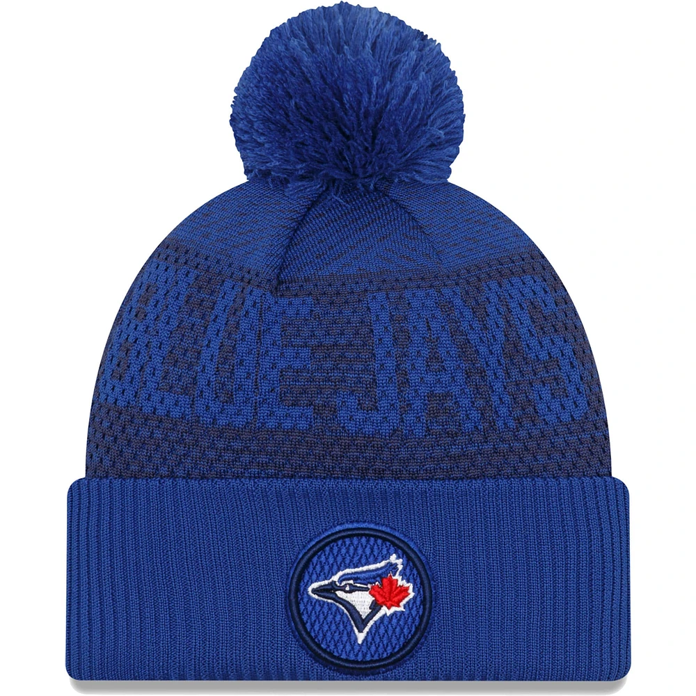 Tuque en tricot à revers sport avec pompon des Blue Jays de Toronto Royal New Era pour homme