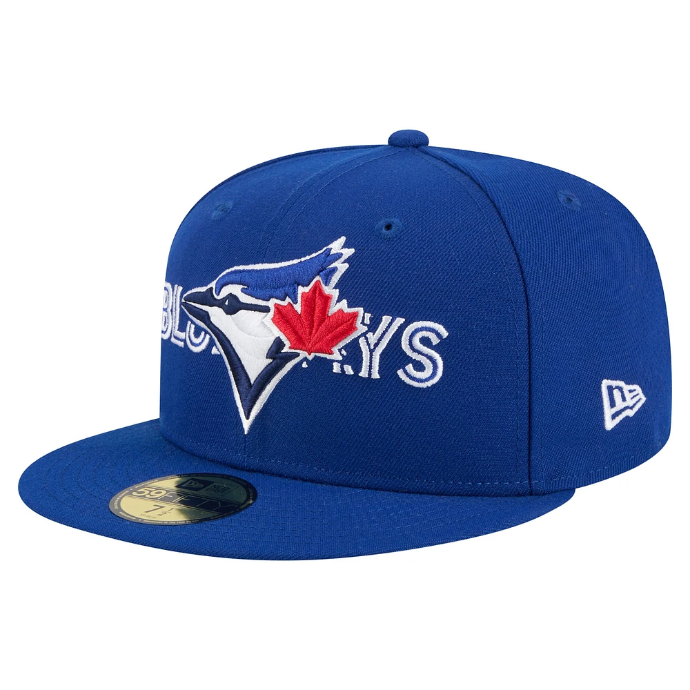 Casquette ajustée New Era Royal Toronto Blue Jays Overlap 59FIFTY pour homme