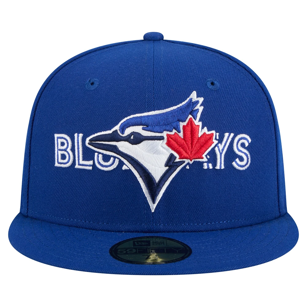 Casquette ajustée New Era Royal Toronto Blue Jays Overlap 59FIFTY pour homme