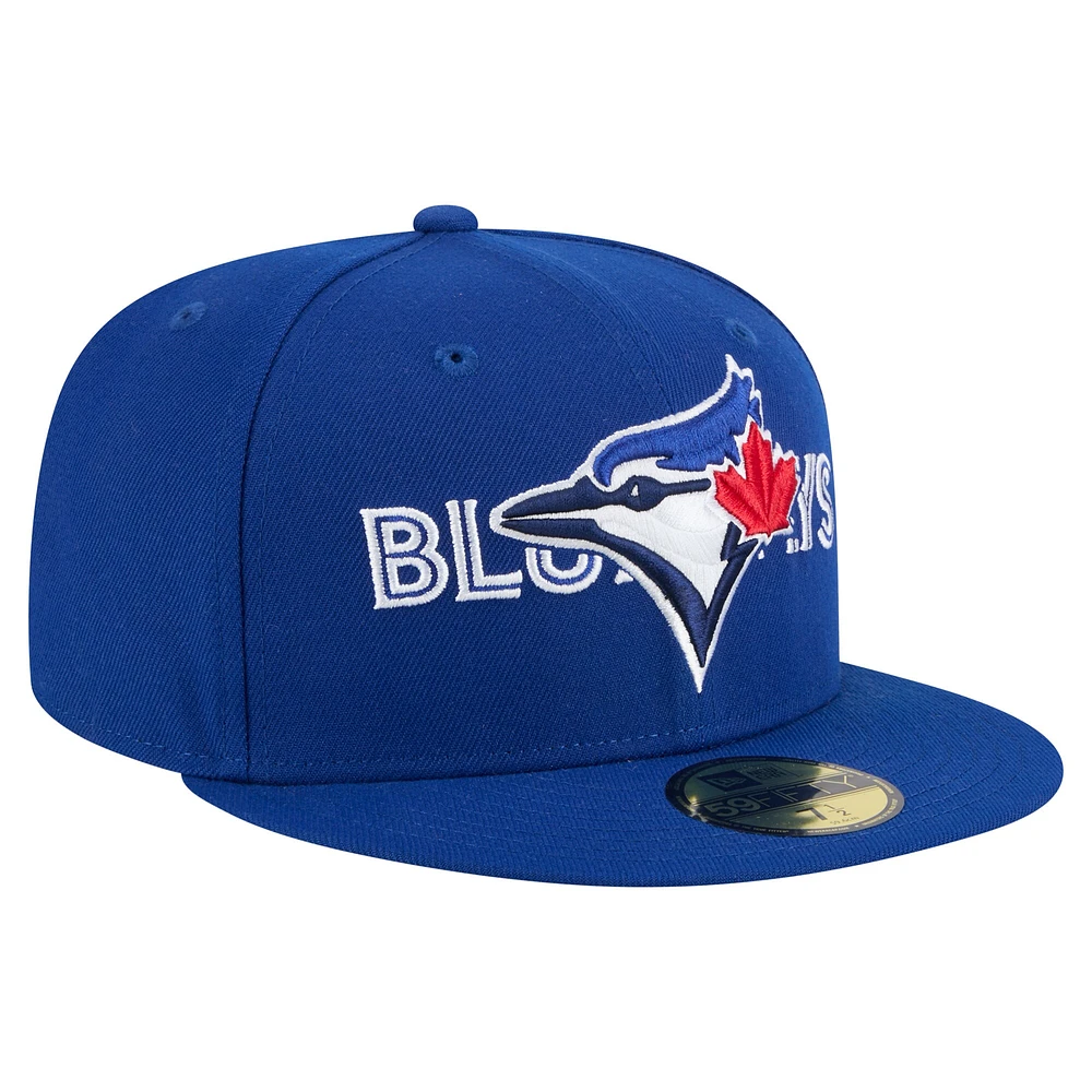 Casquette ajustée New Era Royal Toronto Blue Jays Overlap 59FIFTY pour homme
