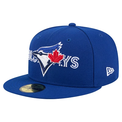 Casquette ajustée New Era Royal Toronto Blue Jays Overlap 59FIFTY pour homme