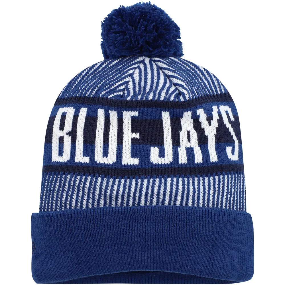 NWE BLUJAY ROYAL MLB NWE MANCHETTE À RAYURES POM BONNET EN TRICOT