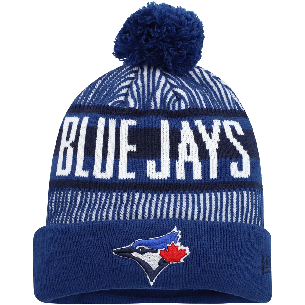 NWE BLUJAY ROYAL MLB NWE MANCHETTE À RAYURES POM BONNET EN TRICOT