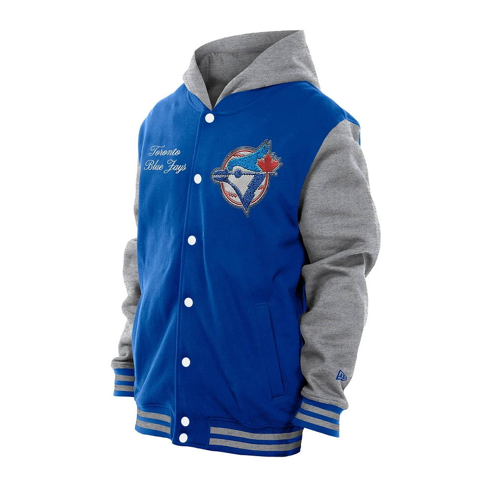 Men's New Era Royal Toronto Blue Jays Throwback Varsity Prep Cooperstown Collection Full-Snap Jacket