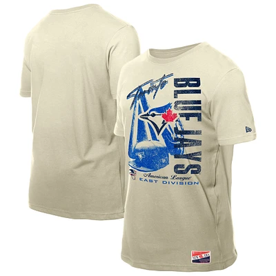 Men's New Era Tan Toronto Blue Jays Cooperstown Collection Distressed Logo T-Shirt