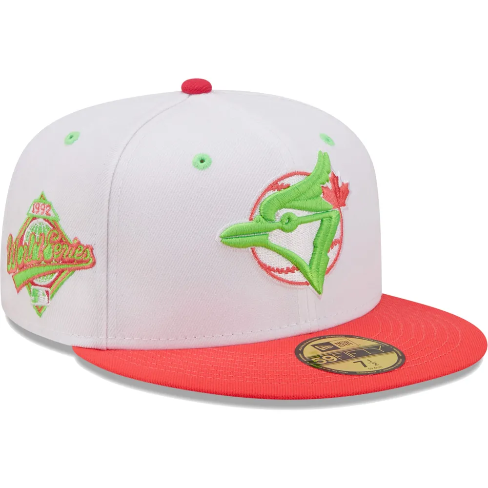 Casquette ajustée 59FIFTY Strawberry Lolli des Blue Jays de Toronto 1992 New Era pour homme, blanc/corail