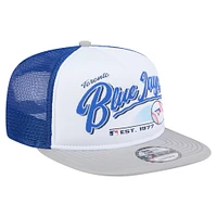 Men's New Era White/Gray Toronto Blue Jays Retro Script Trucker 9FIFTY Snapback Hat