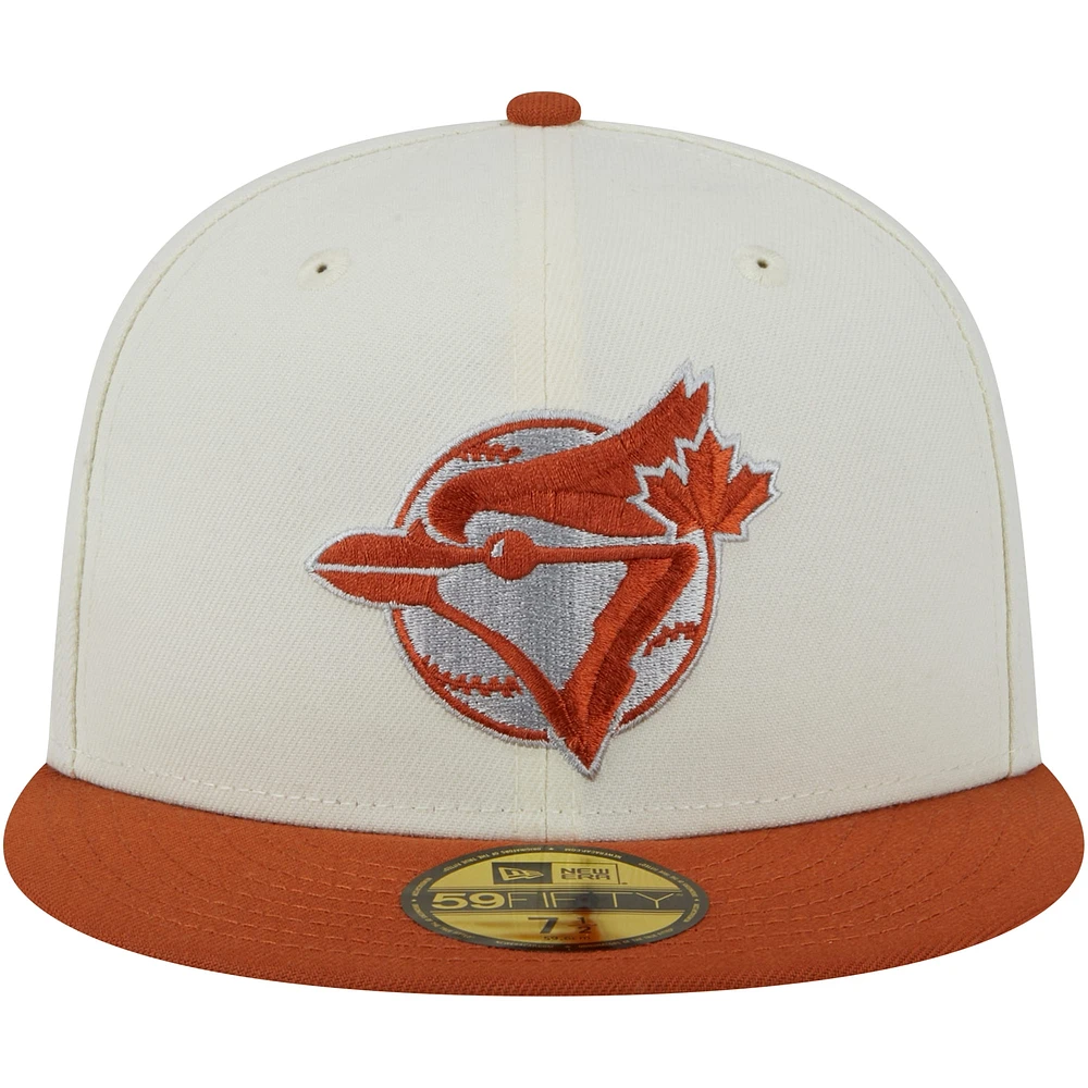 Casquette ajustée rustique 2 tons 59FIFTY des Blue Jays de Toronto New Era pour hommes, blanc/orange