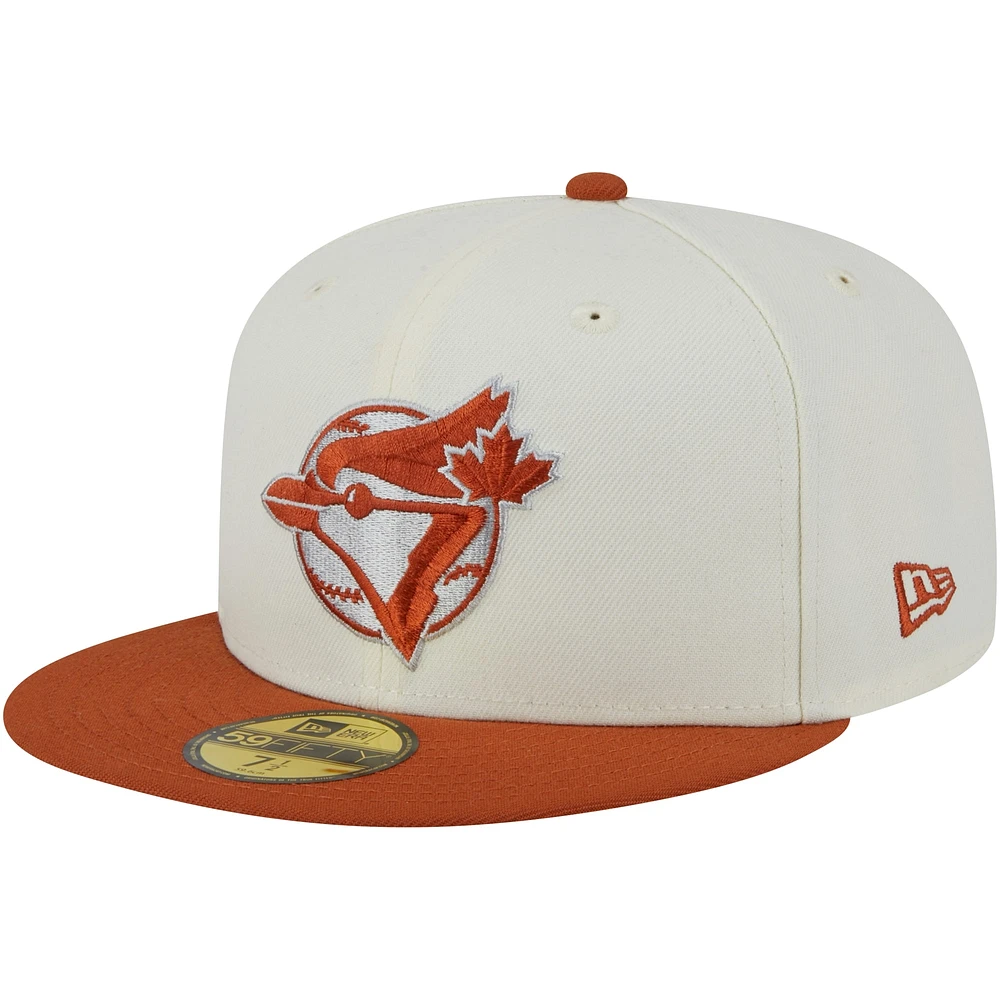 Casquette ajustée rustique 2 tons 59FIFTY des Blue Jays de Toronto New Era pour hommes, blanc/orange