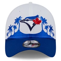 Casquette New Era 39THIRTY Flex blanche/bleue pour homme, édition printemps 2025 des Blue Jays de Toronto