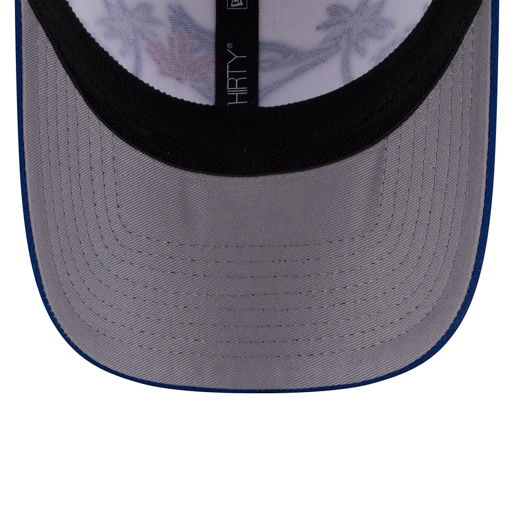 Casquette New Era 39THIRTY Flex blanche/bleue pour homme, édition printemps 2025 des Blue Jays de Toronto